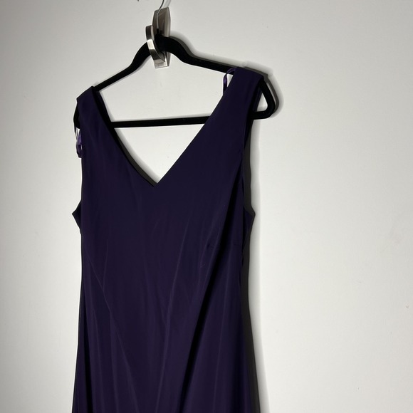 S.L. Fashions Dress Womens 18W Purple Beaded Chiffon Handkerchief Hem Evening - Picture 4 of 12